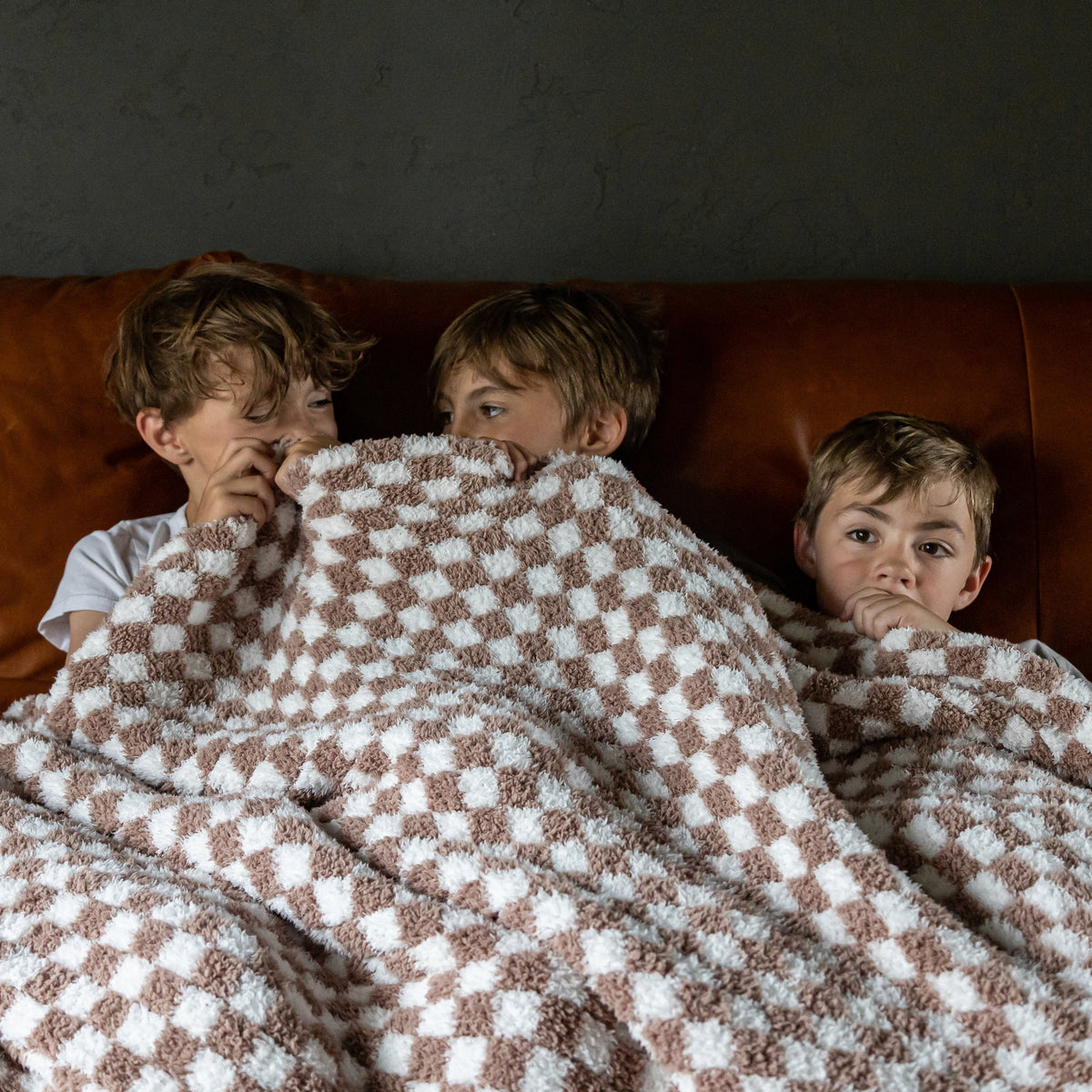 Chocolate Check Knit Throw, Extended Size