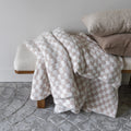 Beige Check Heavyweight Knit Throw