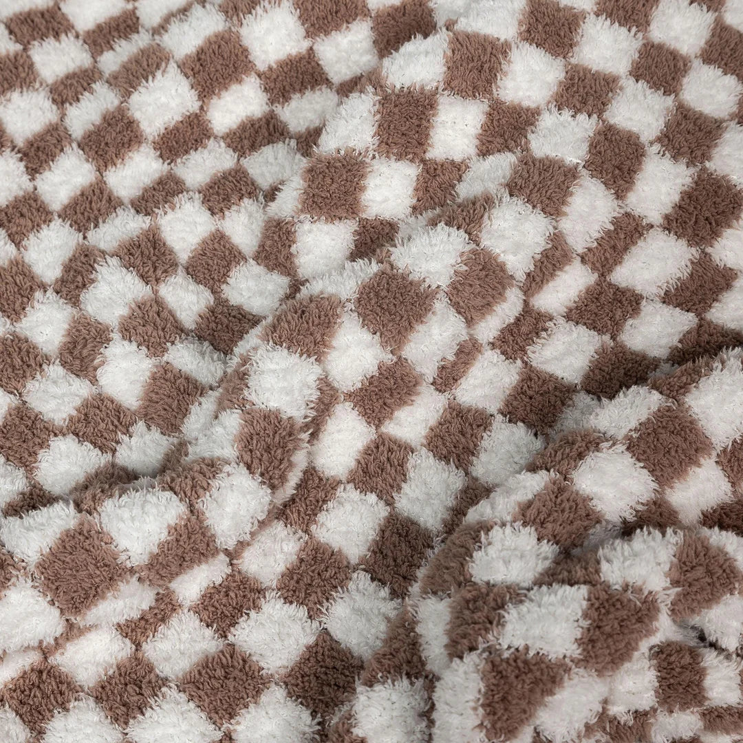 Chocolate Check Knit Throw, Extended Size