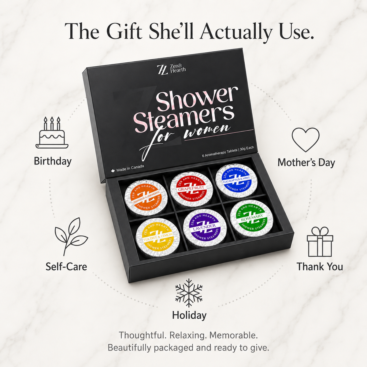 Aromatherapy Shower Steamer Gift Set, 6 Pack