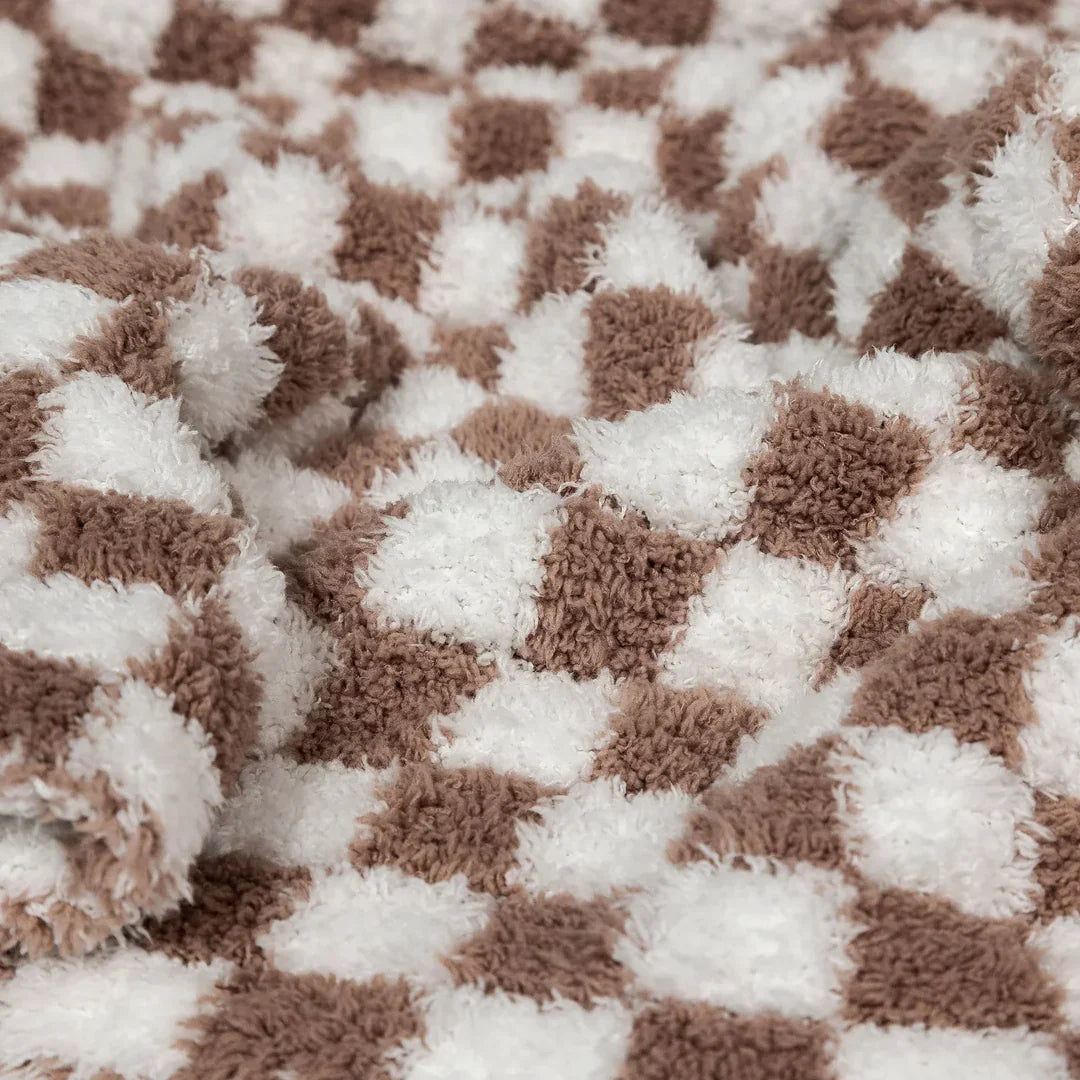 Chocolate Check Knit Throw, Extended Size