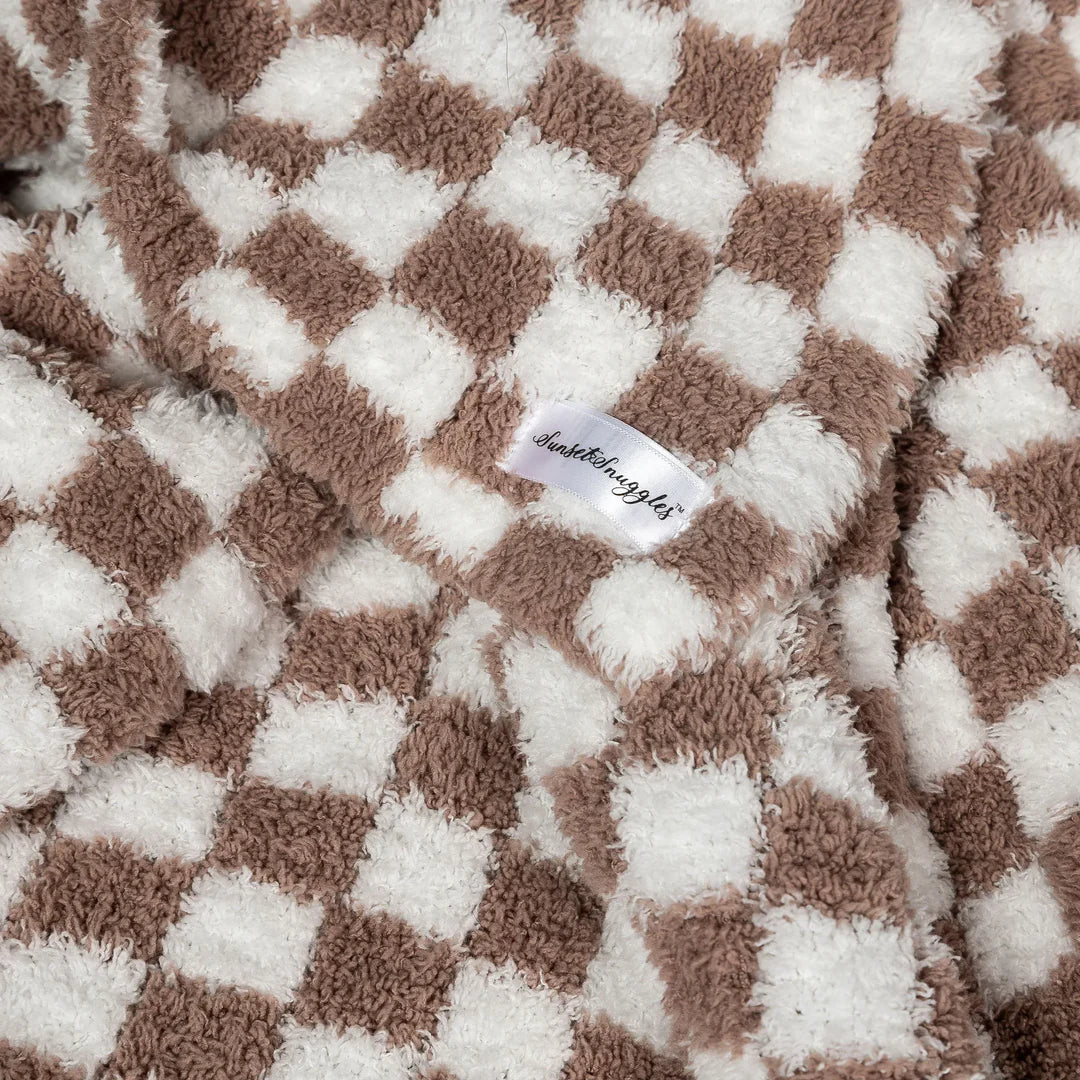 Chocolate Check Knit Throw, Extended Size