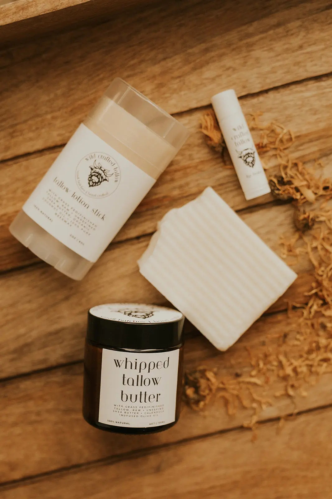 Tallow Skincare Gift Set: Butter, Lotion Stick, Lip Balm & Soap