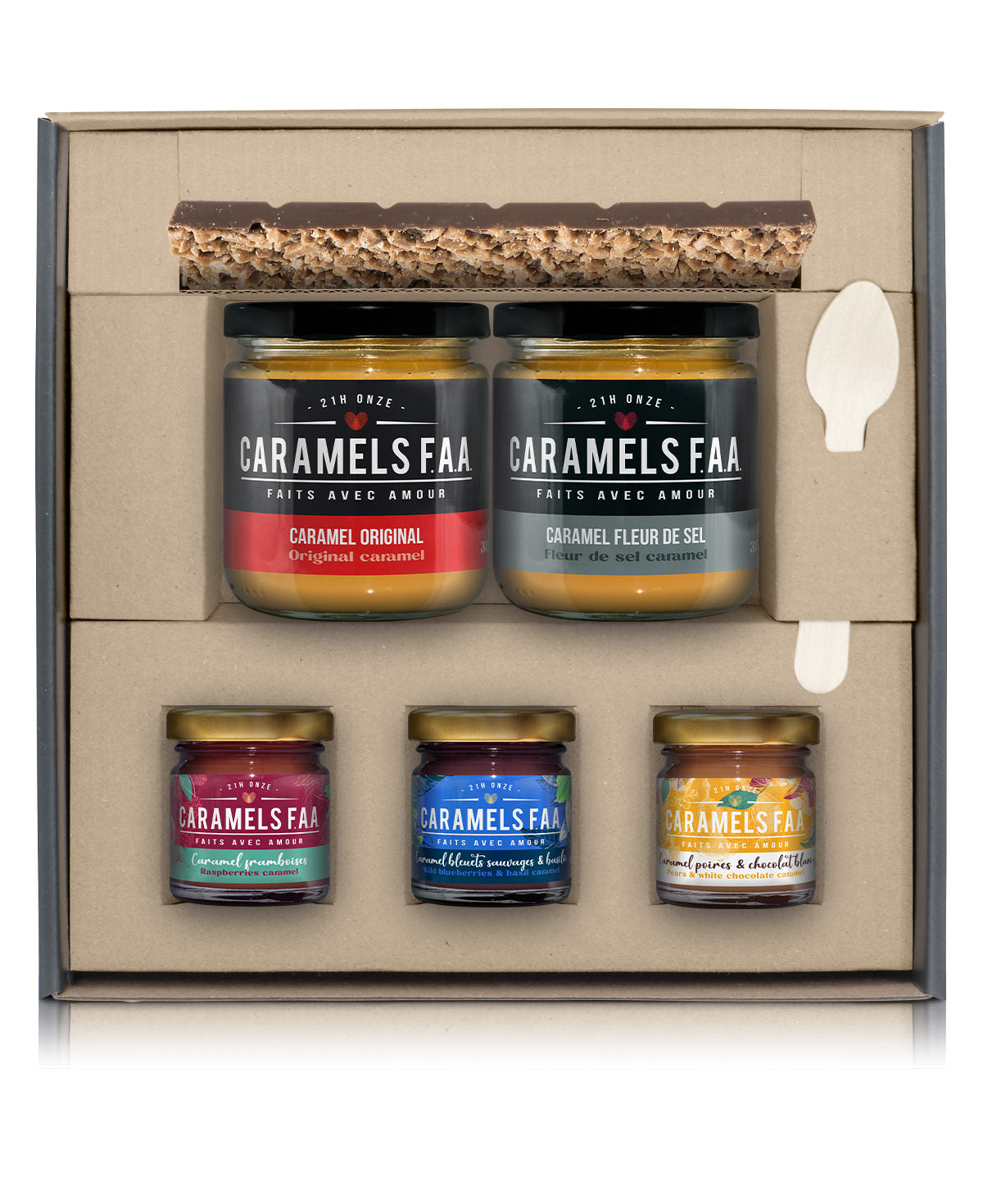 Québec Caramel Gift Box: 5 Caramel Spreads & Chocolate