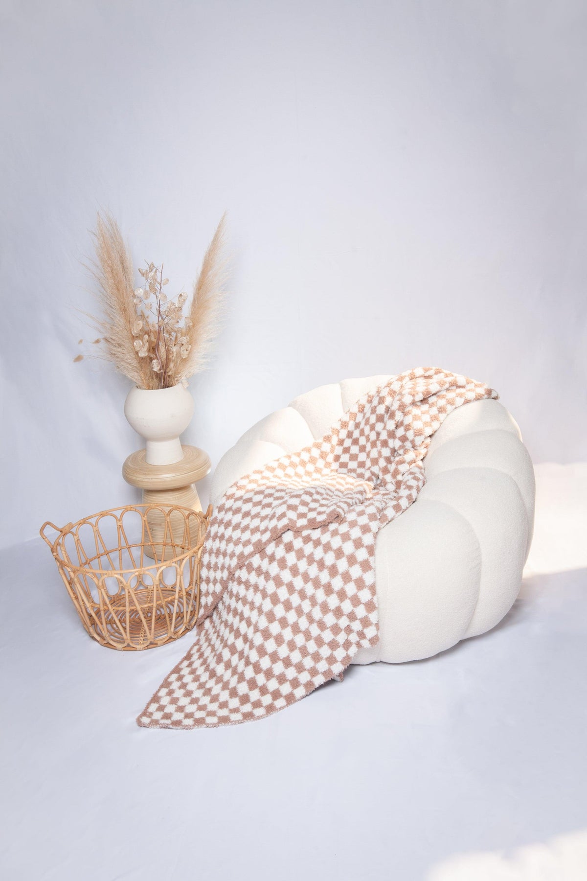 Chocolate Check Knit Throw, Extended Size
